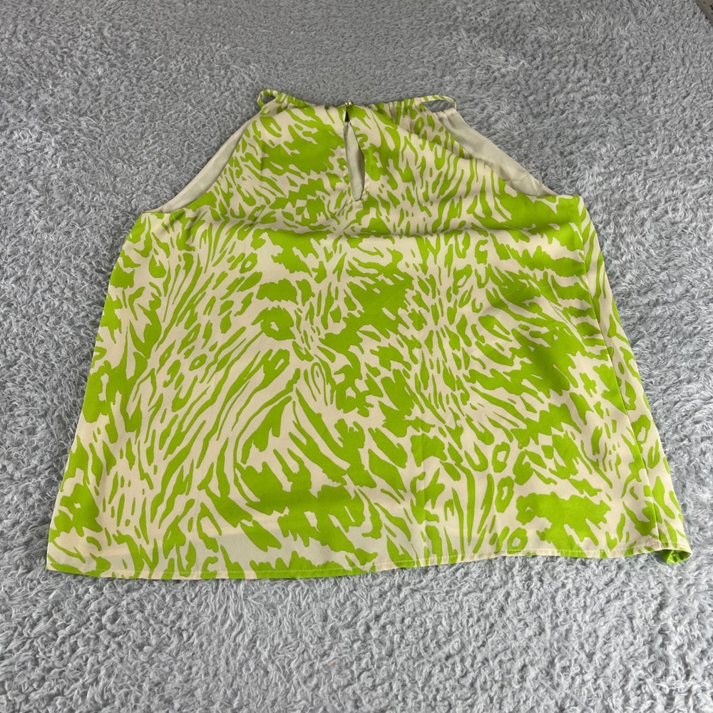 Bar III Lime Green Cream Animal Print Halter Neck Sleeveless Blouse Small - Picture 7 of 8